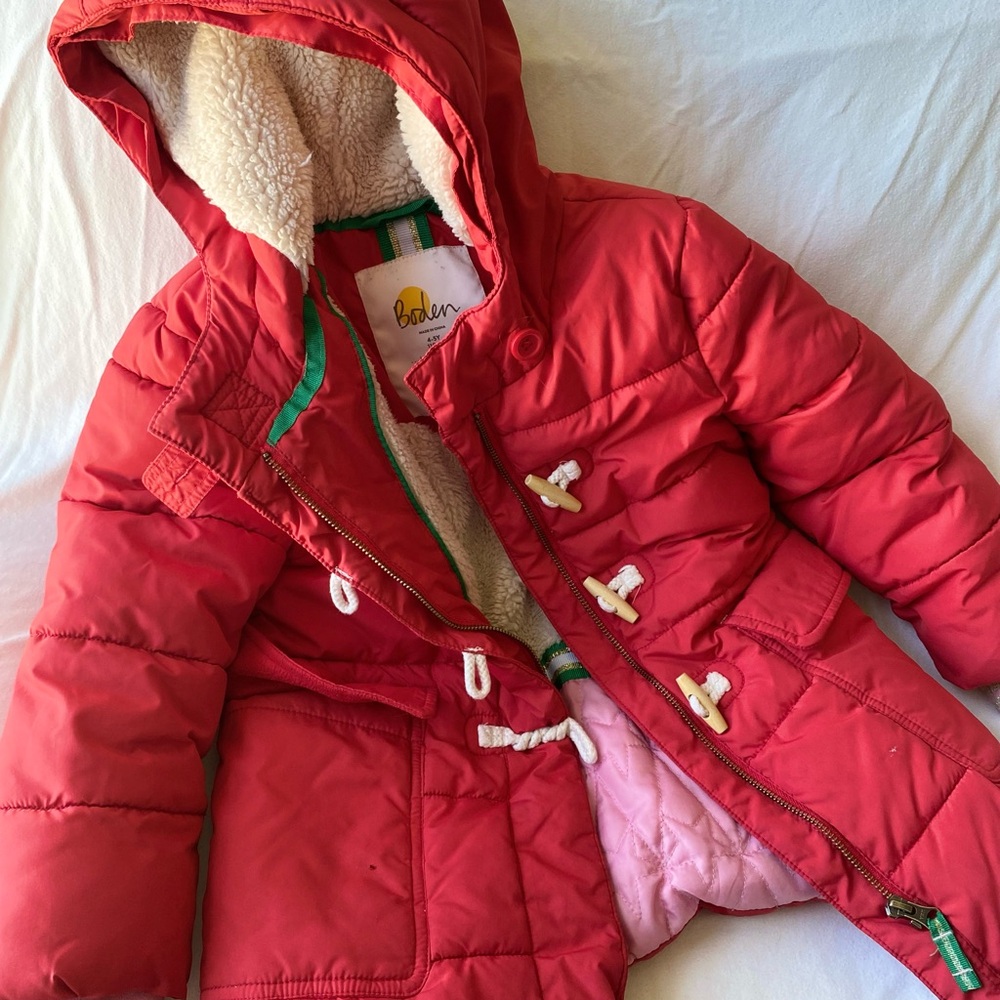 Boden Red and Green Hooded Jacket